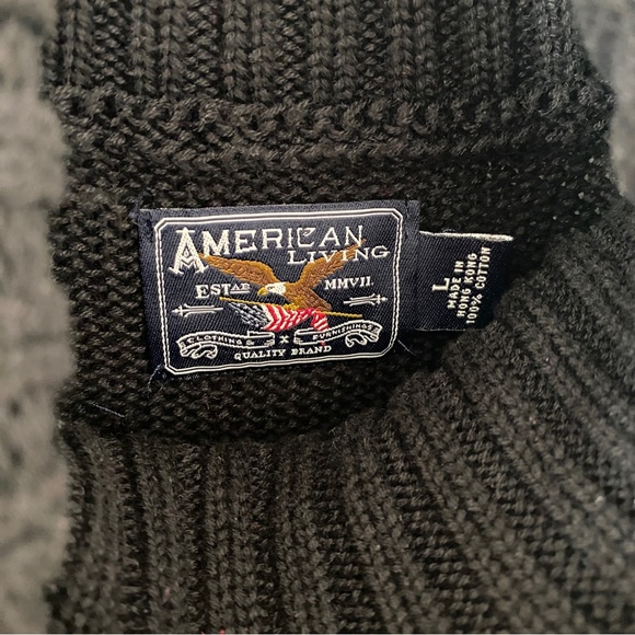 Vintage Cotton Fair Isle Short Puff Sleeve Knit Turtleneck Sweater Large - Picture 7 of 8